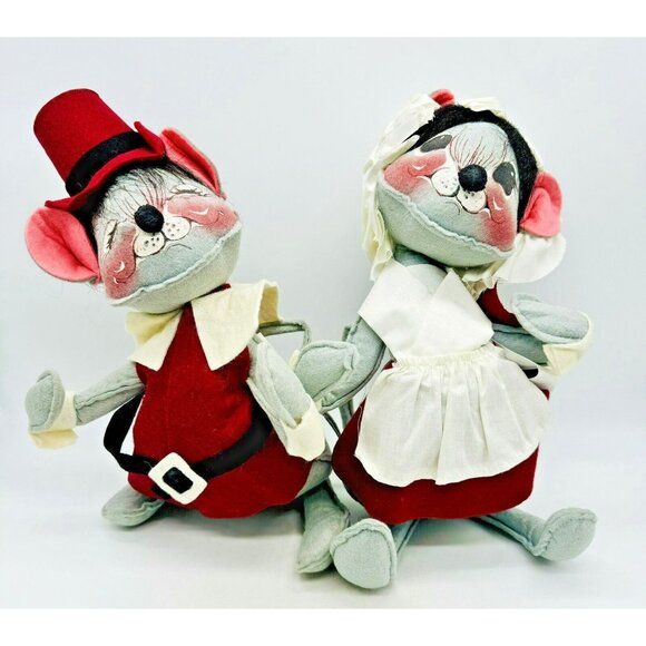 Vintage Annalee Dolls Thanksgiving Mouse Pilgrim 12 inch 1965 Made in USA - Picture 1 of 14